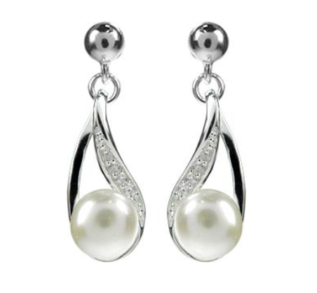 Open Tear Drop Pearl & Crystal Drop Earrings