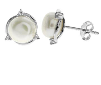 Pearl Crystal Circle Stud Earrings