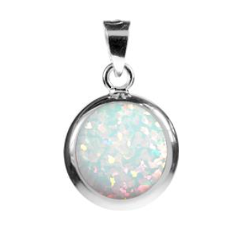 Round White Opal Pendant