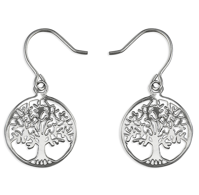 Tree of Life Circle Drop Earrings