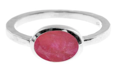 Oval Ruby Hammered Band Ring