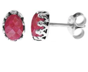 Oval Ruby Crown Stud Earrings