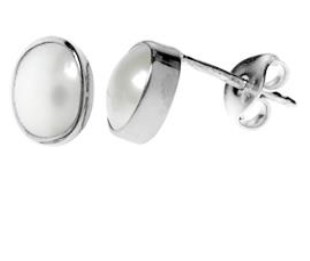 Oval Pearl Stud Earrings