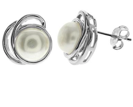 Abstract Pearl Stud Earrings