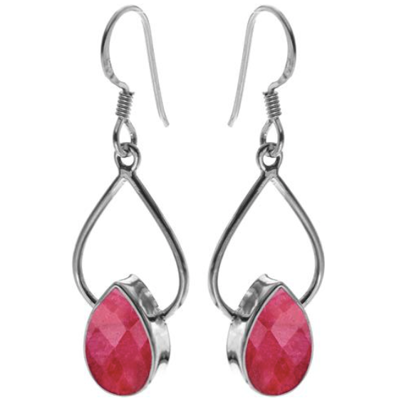 Open Tear Drop Ruby Drop Earrings