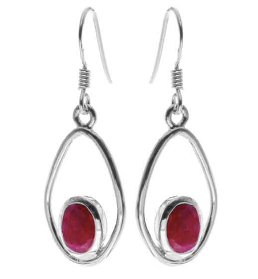 Open Loop Ruby Drop Earrings