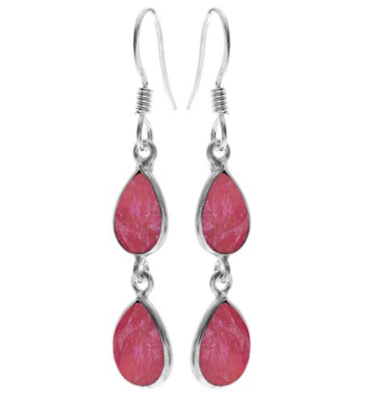 Double Ruby Tear Drop Earrings