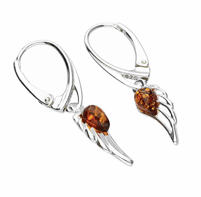 Angel Wing Amber Drop Earrings