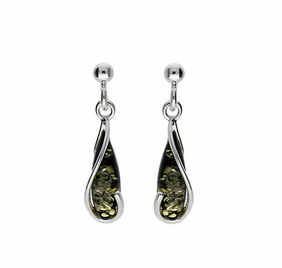 Charlotte Green Amber Drop Earrings