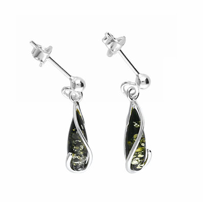 Charlotte Green Amber Drop Earrings