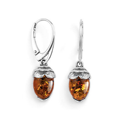 Acorn Amber Drop Earrings