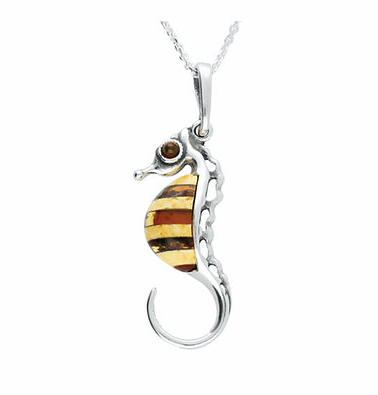 Amber Seahorse Pendant