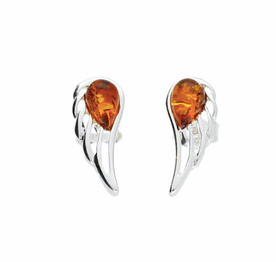 Amber Angel Wing Stud Earrings