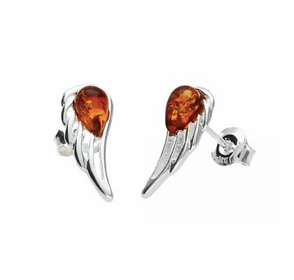 Amber Angel Wing Stud Earrings