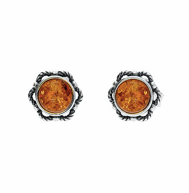 Amber Flower Stud Earrings