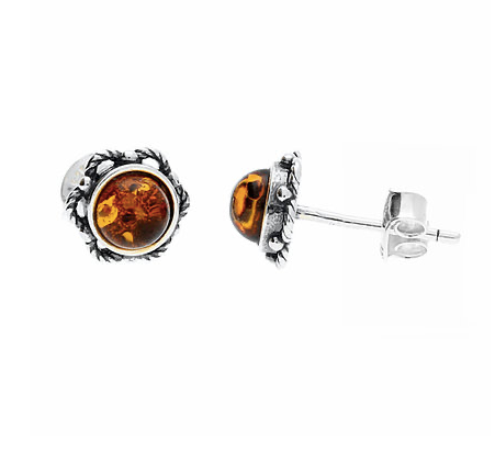 Amber Flower Stud Earrings