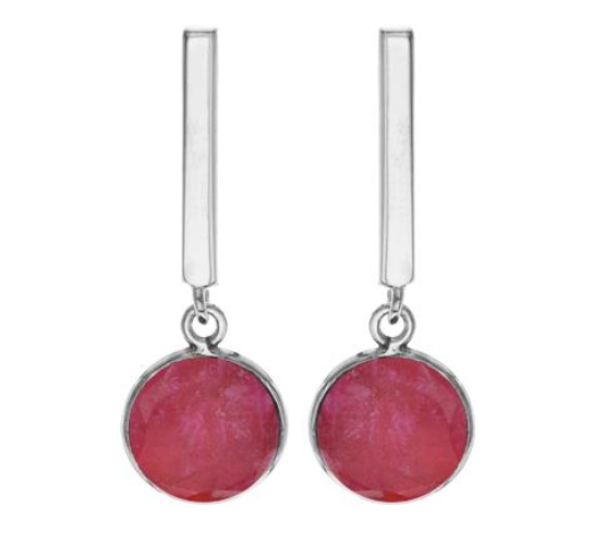 Ruby Long Round Bar Drop Earrings