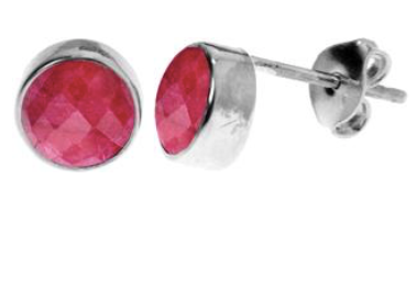 Round Ruby Stud Earrings