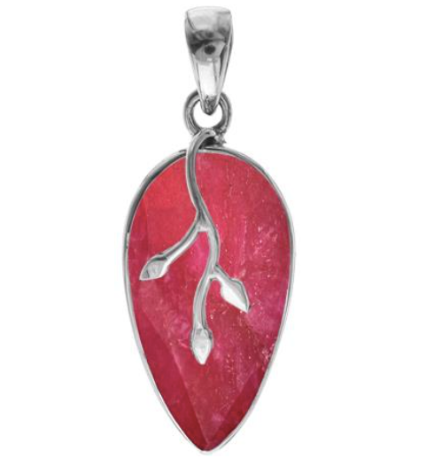 Ruby Inverted Teardrop Vine Pendant