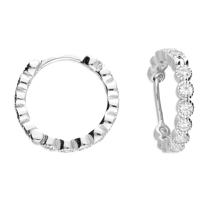 Bobbled Crystal Huggie Hoop Earrings