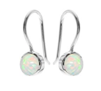 White Opal Round Drop Earrings