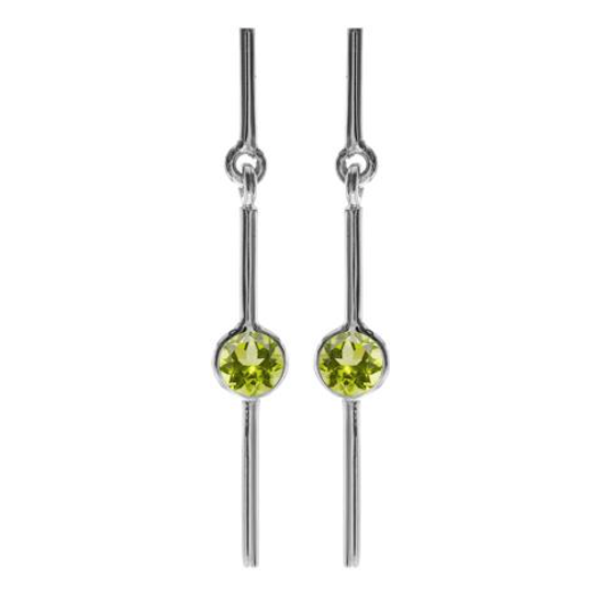 Peridot Long Bar Drop Earrings