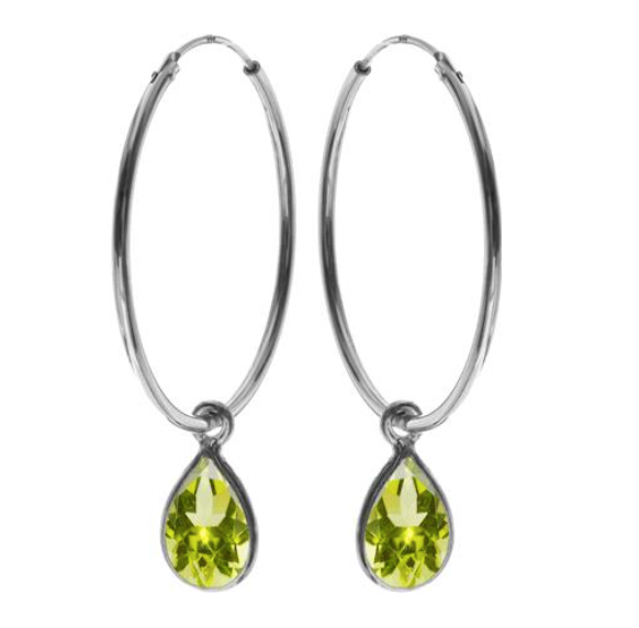 Peridot Teardrop Hoop Earrings