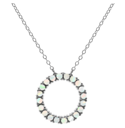 White Opal Circle Necklace