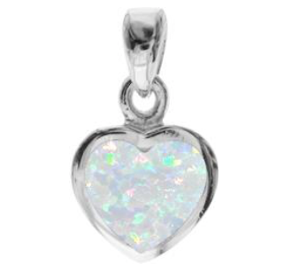 White Opal Heart Pendant