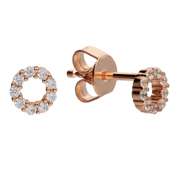 Rose Gold Crystal Circle Stud Earrings