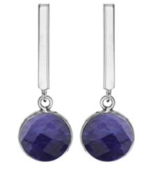 Sapphire Round Bar Drop Earrings