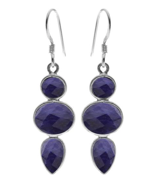 Sapphire Triple Stone Drop Earrings
