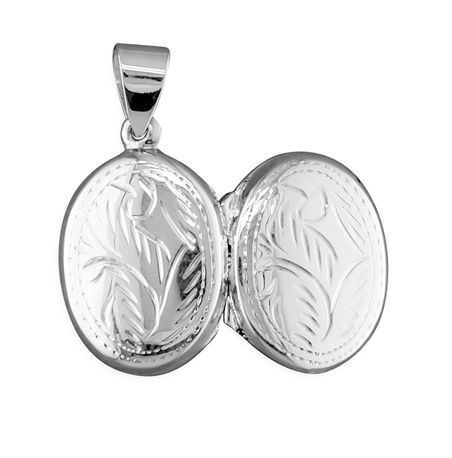 Oval Engraved Locket Necklace