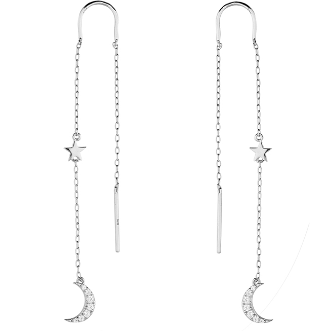 Moon & Star Pull Through Earrings