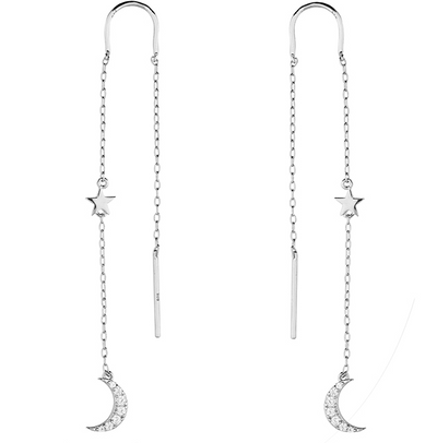 Moon & Star Pull Through Earrings