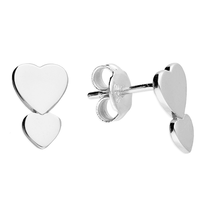 Double Heart Stud Earrings