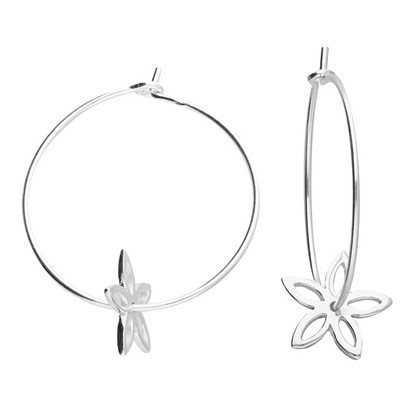 Flower Charm Hoop Earrings