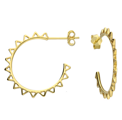 Gold Spike Hoop Earrings