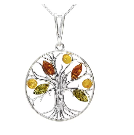 Small mixed Amber Tree of Life Pendant.