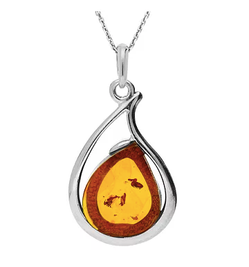 Organic Design Amber and Silver Pendant