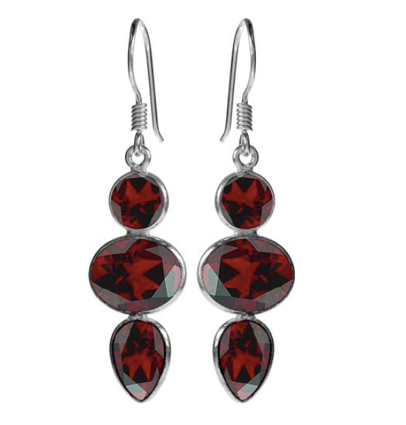 Garnet Long Drop Earrings