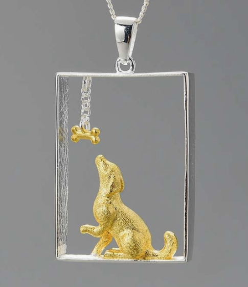 Adorable Dog and Bone Pendant