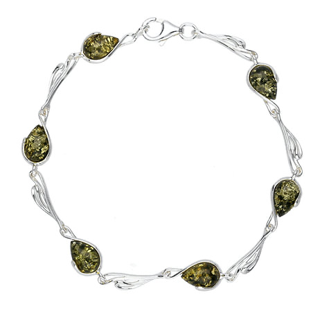 Green Amber Link Bracelet