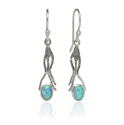 Banyan Ornate Hammered Opal Drop Earrings