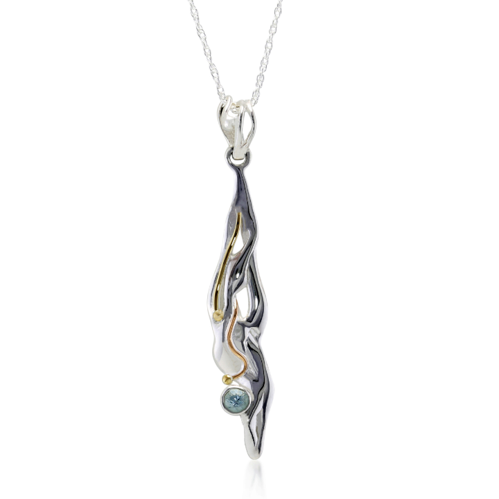 Banyan Blue Topaz & Gold Wire Pendant