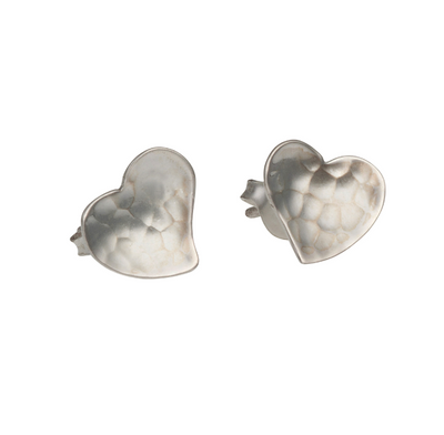 Banyan Hammered Heart Stud Earrings