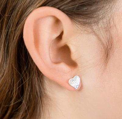 Banyan Hammered Heart Stud Earrings