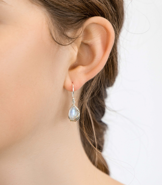 Banyan Moonstone Droplet Drop Earrings