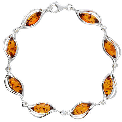 Amber and Silver Linked Bracelet