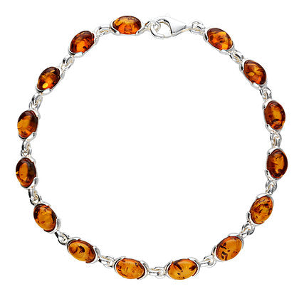 Multi-stone Amber Silver Bracelet